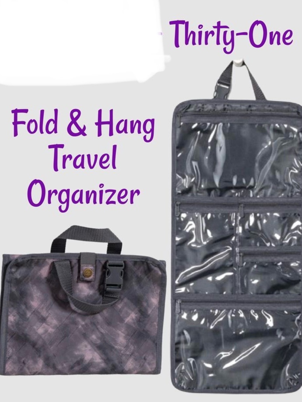 thirty-one Fold & Hang Travel Organizer in Gray and Purple